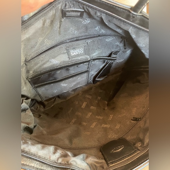 New Black genuine Leather and Canvas large Tote Bag - Picture 7 of 7